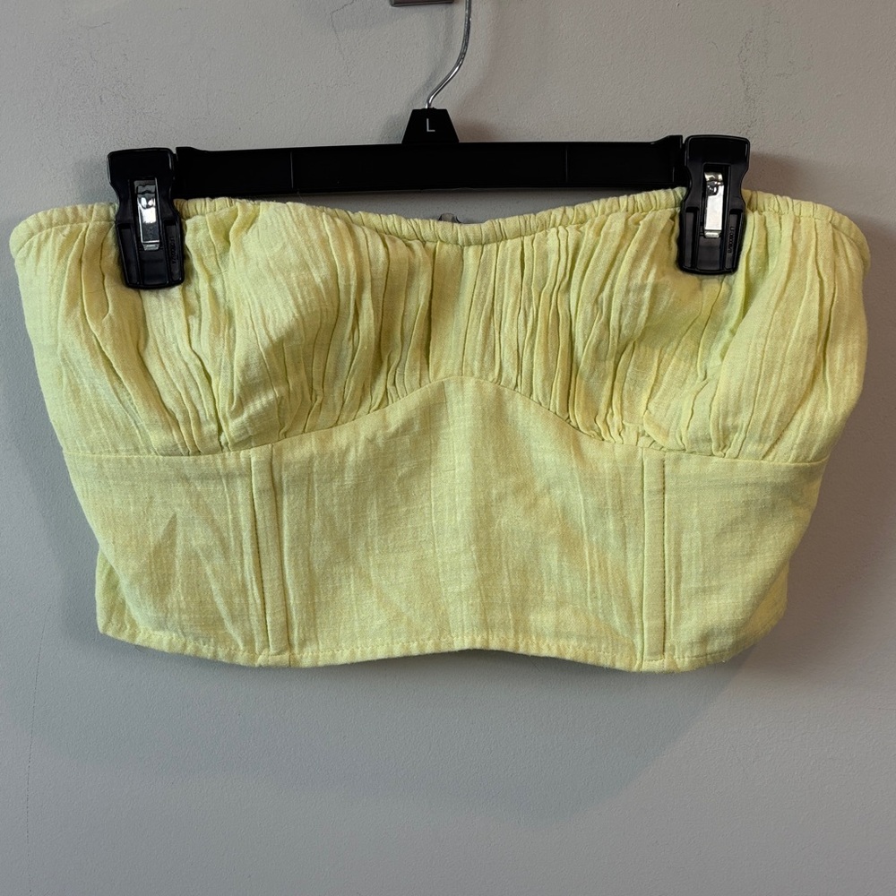 American Eagle Yellow Strapless Bustier halter Top size medium NWT